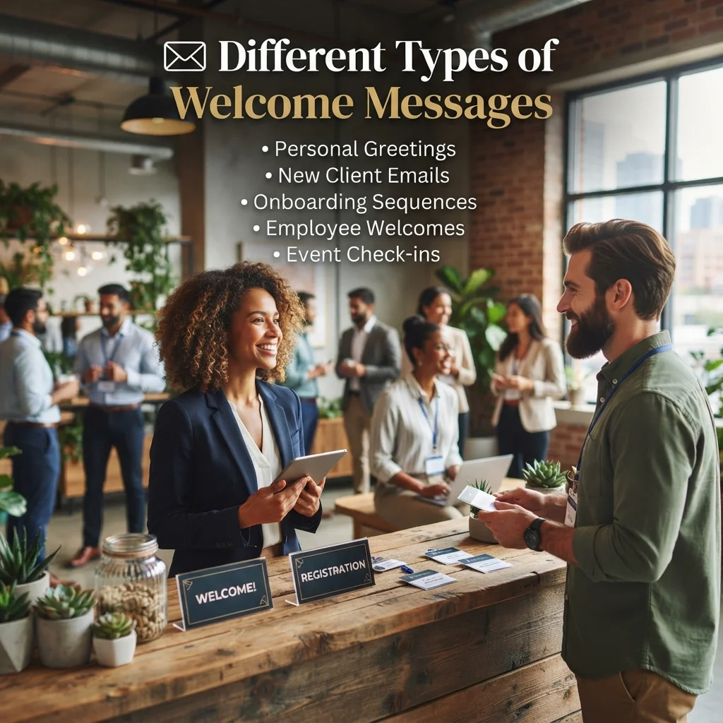  Different types of welcome messages for workplaces, events, websites, group chats, and new members